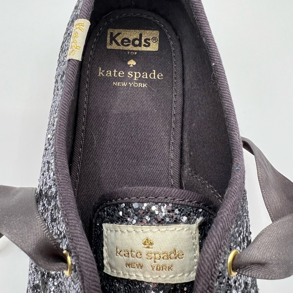 New Kate Spade X Keds Gray Sparkle Tennis Shoes Size 8 Gem